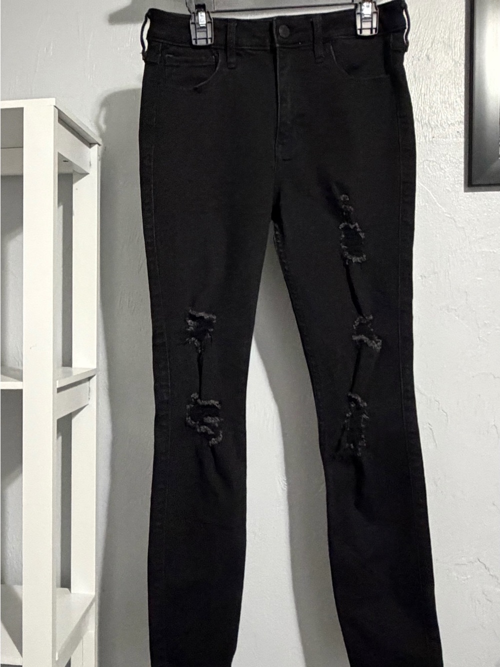 Hollister Black Distressed Skinny Jeans - Ripped Detail